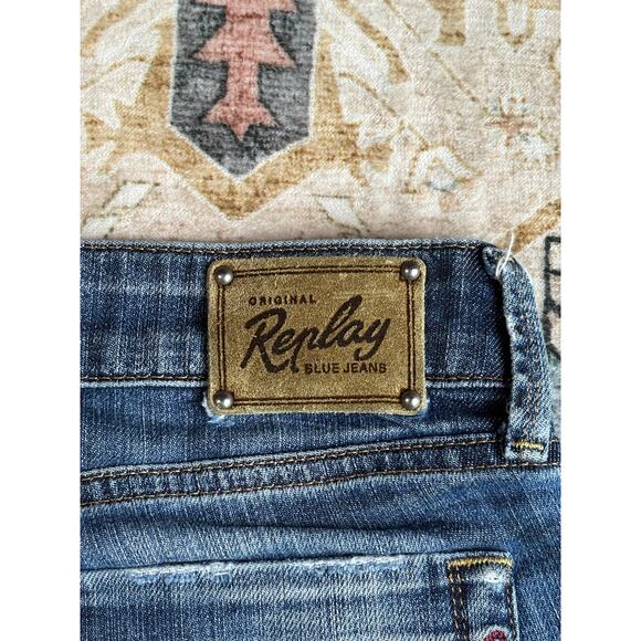 Replay Blue Jeans Vintage Pearl Straight Leg Denim y2k Size 27 - Picture 13 of 14